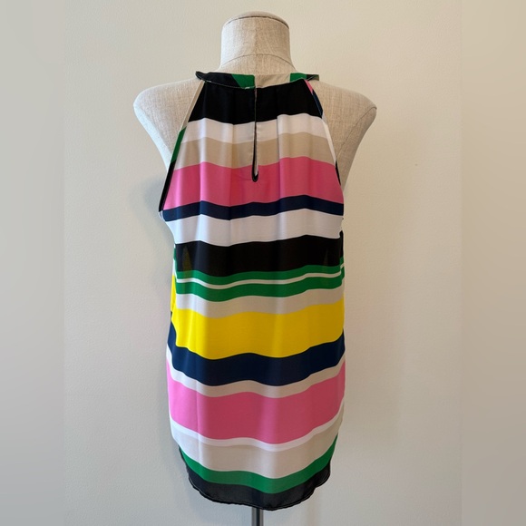 Violet + Claire Multicolored Striped Halter Neck Sleeveless Blouse - Picture 3 of 6